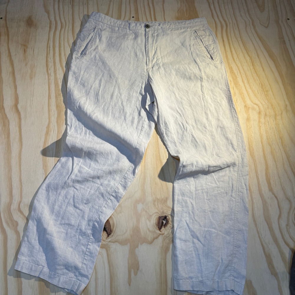Tasso Elba Men's Island 100% Linen Pants Beige Casual Lightweight Size 36x32